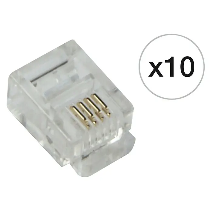 Metronic Conector de red RJ11 - Clavija RJ11, Transparente