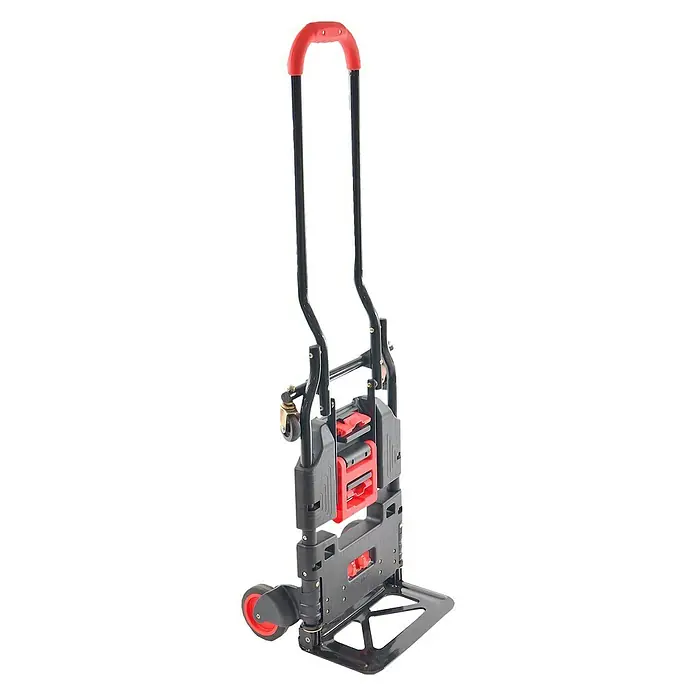 Transportsystem 2 in 1 Trolley oder Sackkarre - L x B x H: 83 x 40,5 x 13 cm, Traglast: 120 kg, Rot/Schwarz