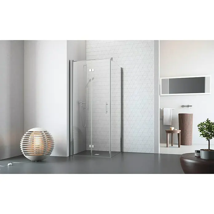 Camargue Vario Dusch-Falttür S54 - 100 x 195 cm, Beschichtet, Stärke: 6 mm, Silber