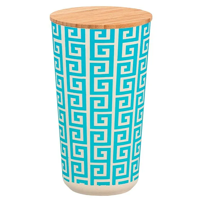 Wenko Bote de cocina Edge 0,95 l - L x An x Al: 10,5 x 10,5 x 18,5 cm, Bambú, Azul