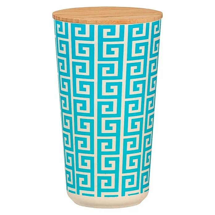 Wenko Bote de cocina Edge 0,95 l - L x An x Al: 10,5 x 10,5 x 18,5 cm, Bambú, Azul
