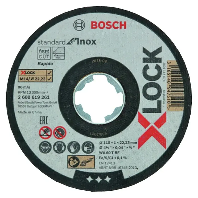Bosch Professional X-Lock Disco de corte Standard for Inox - Diámetro disco: 115 mm, Espesor disco: 1 mm, Apto para: Acero inoxidable