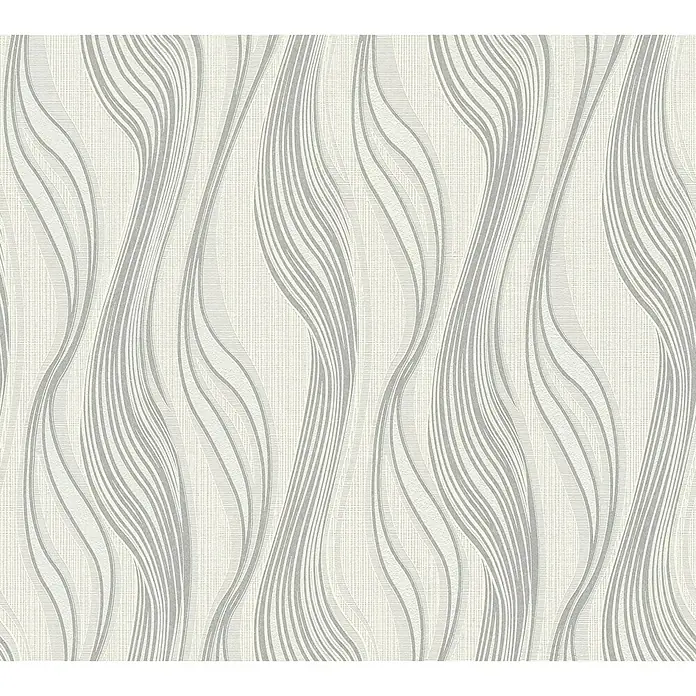 AS Creation Trendwall Vliestapete Welle - Grau/Weiß, Wellen, 10,05 x 0,53 m - Detailaufnahme