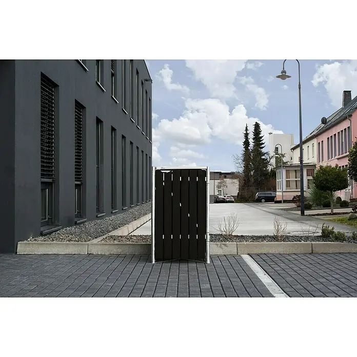 Hide Mülltonnenbox - 80,7 x 69,7 x 115,2 cm, Passend für: 1 Mülltonne 180 - 240 l, Kunststoff, Schwarz - Stimmungsaufnahme