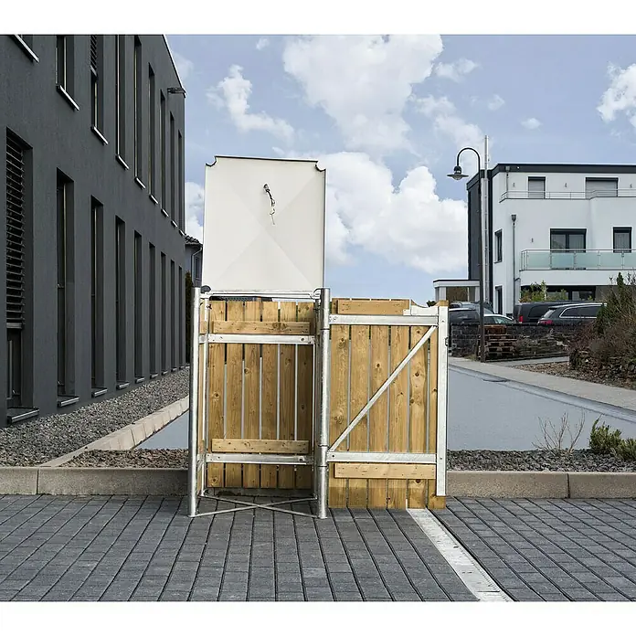 Hide Mülltonnenbox - 63,4 x 60,4 x 115,2 cm, Passend für: 1 Mülltonne 110 - 140 l, Holz, Natur - Anwendungsbeispiel