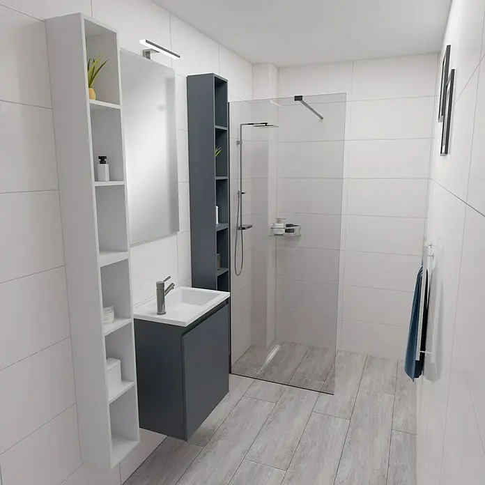 Camargue Espacio Badmöbel-Set H54 - 90 cm, Gama anthrazit matt - Stimmungsaufnahme