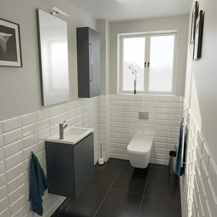 Camargue Espacio Badmöbel-Set H64 - 90 cm, Gama anthrazit matt - Stimmungsaufnahme