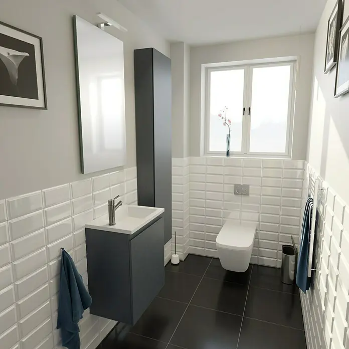 Camargue Espacio Badmöbel-Set H44 - 90 cm, Gama anthrazit matt - Stimmungsaufnahme