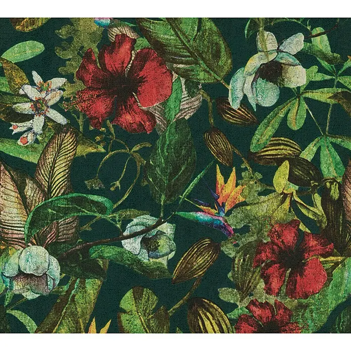 AS Creation Greenery Vliestapete Dschungelblüte - Bunt, Floral, 10,05 x 0,53 m - Detailaufnahme