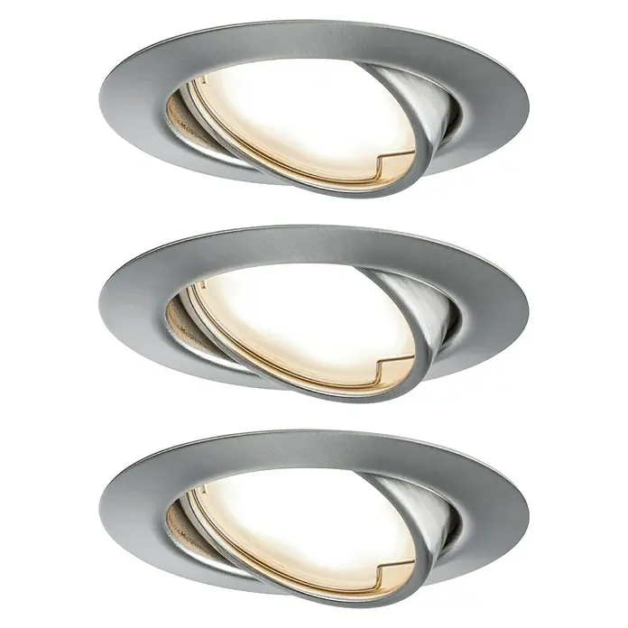 Paulmann LED-Einbauleuchten-Set Base - 5 W, Eisen gebürstet, 3 Stk., Warmweiß - Vorderansicht