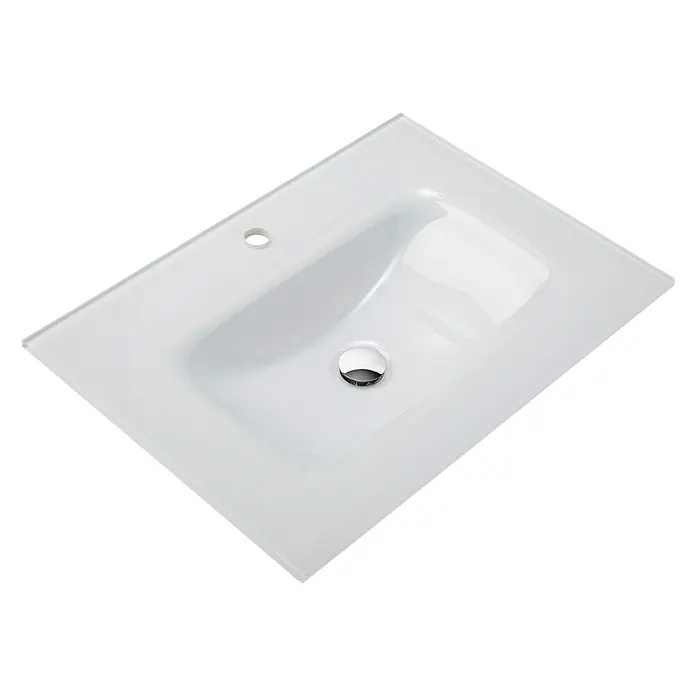 Camargue Orion Einbauwaschbecken - 71,7 x 51,7 cm, Glas, Weiß - Vorderansicht