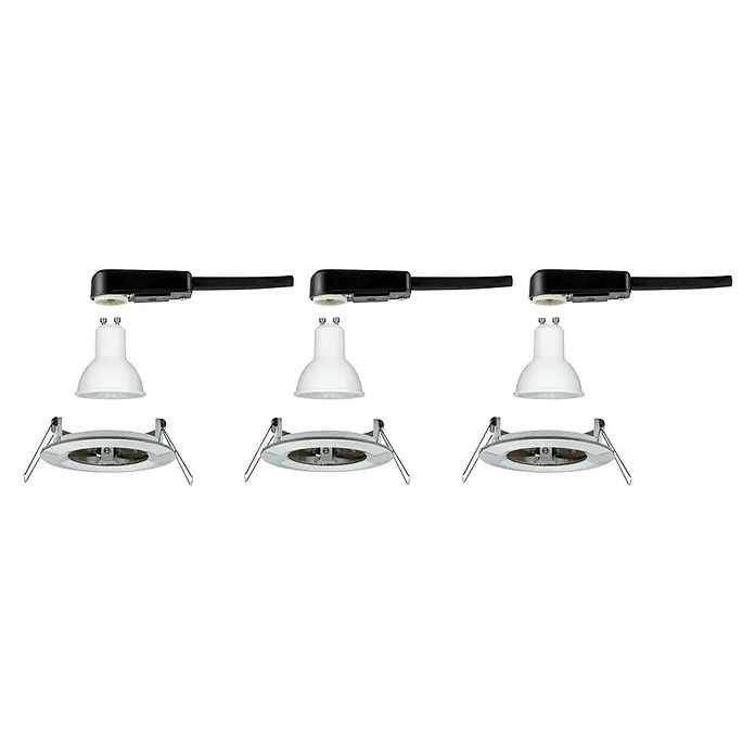 Paulmann LED-Einbauleuchten-Set Nova - 6,5 W, Eisen gebürstet, 3 Stk., Warmweiß, Durchmesser: 7,8 cm
