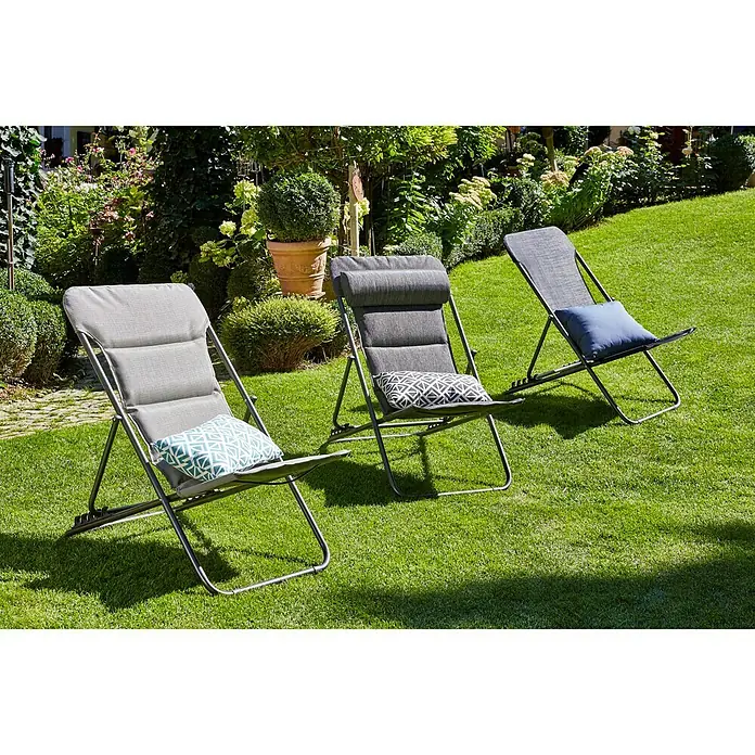 Sunfun Garten-Liegestuhl - L x B: 140 x 70 cm, Textilen, Hellgrau, Klappbar