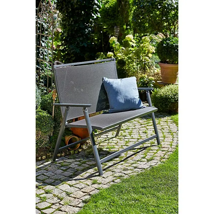 Sunfun Maja Banco de jardín 2 plazas - An x Pr x Al: 119 x 67 x 96 cm, Antracita, Abatible