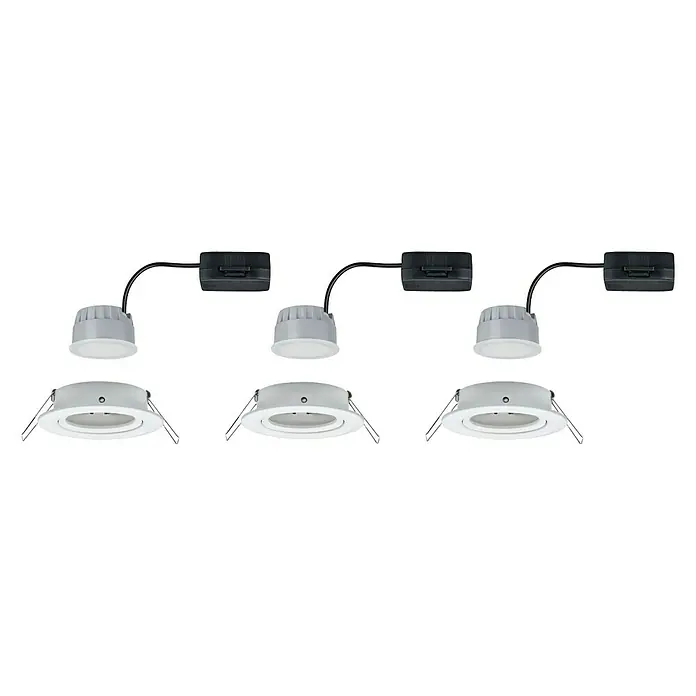 Paulmann LED-Einbauleuchten-Set Nova - 6,5 W, Weiß, 3 Stk., Warmweiß, 8,4 cm
