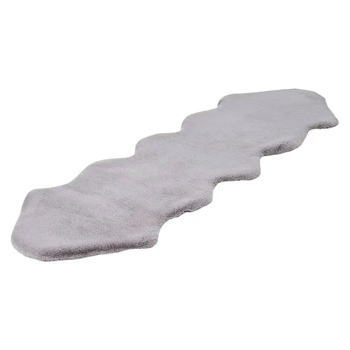 Kayoom Deko-Kunstfell Rabbit doppelt - Tieroptik, Silber, 180 x 60 cm, 100 % Polyester - Rechte Seitenansicht