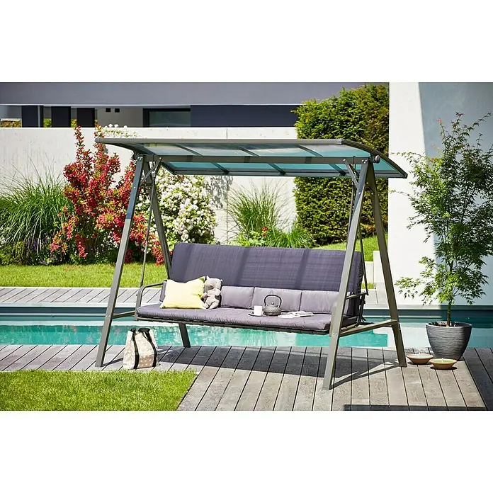 Sunfun Maja Vrtna ljuljačka Maja - Š x D x V: 235 x 135 x 182 cm, Željezno sive boje, Antracit, Funkcija ležaljke