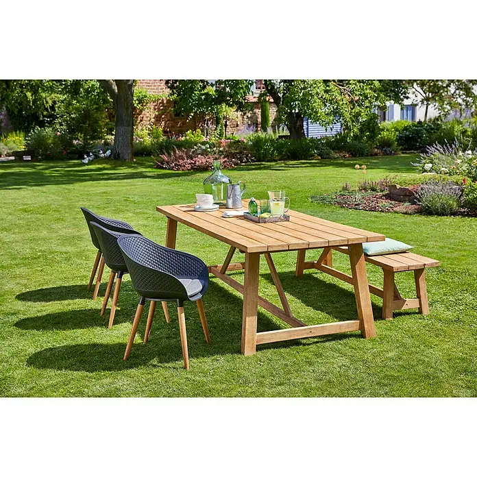 Sunfun Vrtna fotelja Falun - Š x D x V: 55 x 54 x 80 cm, DuraLand, Crne boje, Svijetli eukaliptus, Izgled saća