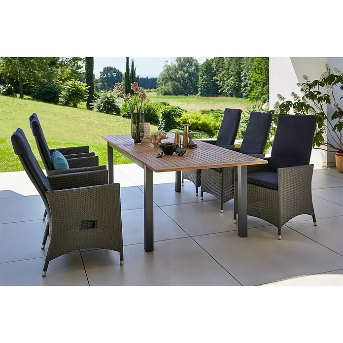 Sunfun Conjunto de muebles Carina - 7 piezas, Marrón natural/Antracita