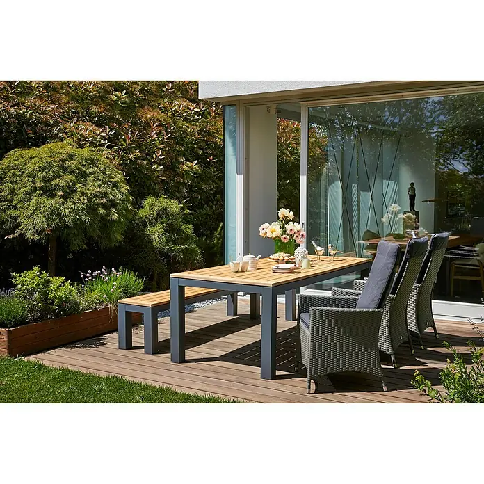 Sunfun Vrtna klupa - Š x D x V: 195 x 40 x 45 cm, Prirodno smeđe boje, Antracit