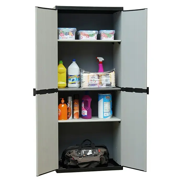 Kunststoffschrank - L x B x H: 39,5 x 68 x 168 cm, Traglast: 25 kg/Boden - Vorderansicht