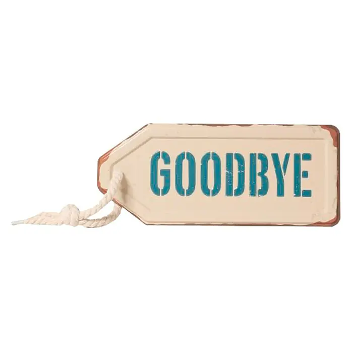 Placa metálica Reversible - Goodbye, 27 x 11,5 cm