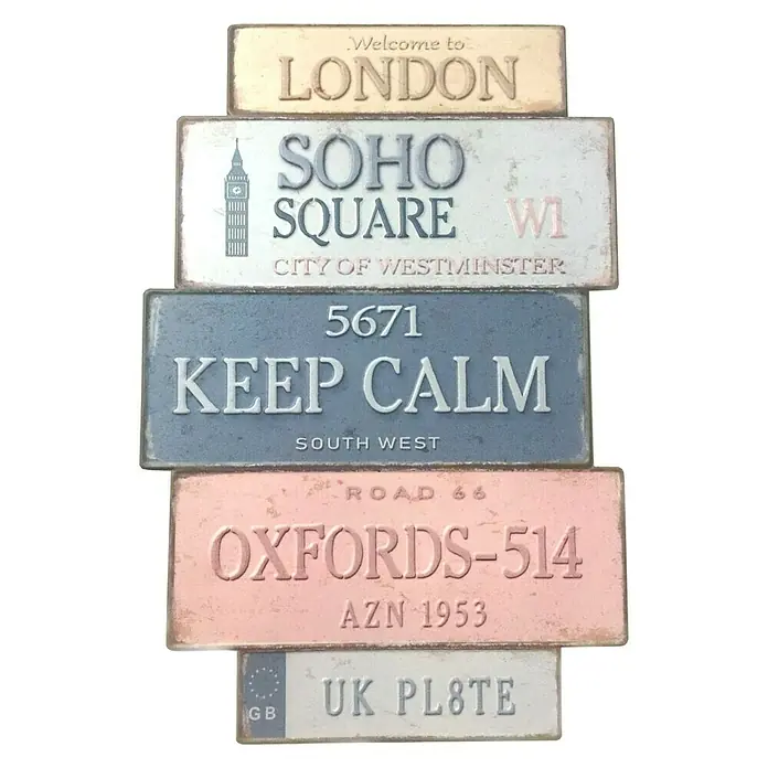 Placa metálica City - City, An x Al: 60 x 60 cm