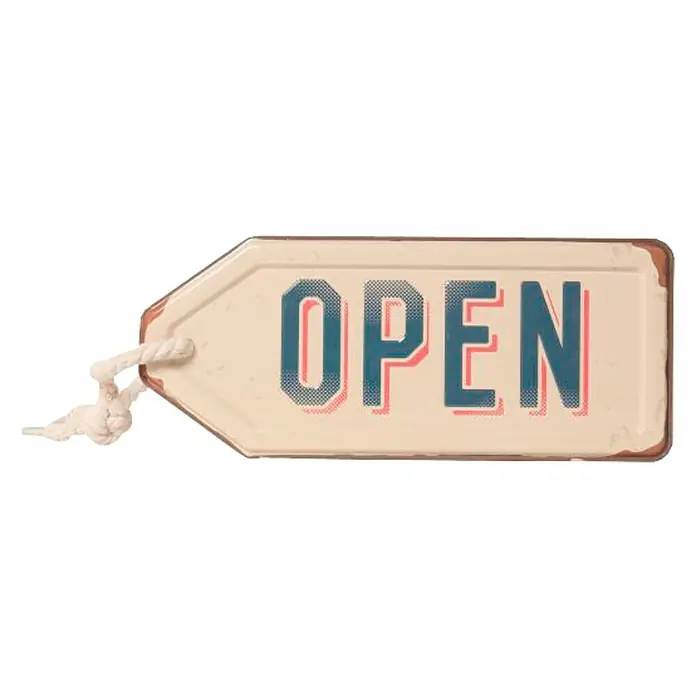 Placa metálica Reversible - Open, 27 x 11,5 cm