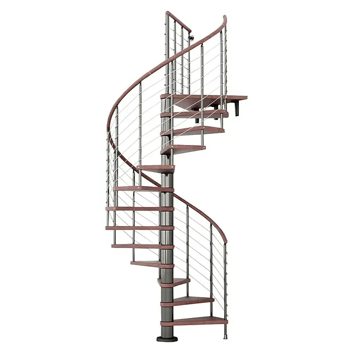 Fontanot Arké Escalera de caracol Kloe - Diámetro: 140 cm, Negro, Color peldaños: Haya oscura, Altura de planta: 253 cm - 306 cm