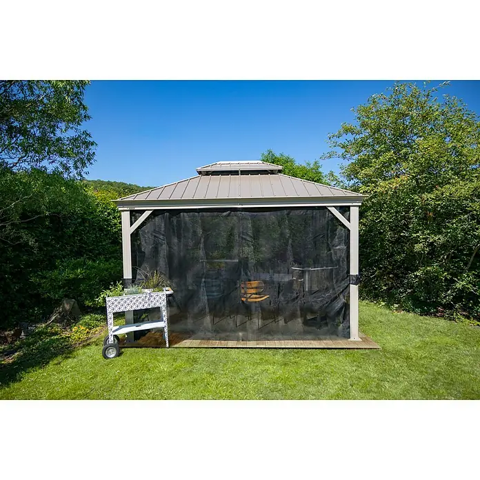 Sojag Pavillon Messina - L x B: 483 x 363 cm, Champagner, Walmdach - Stimmungsaufnahme