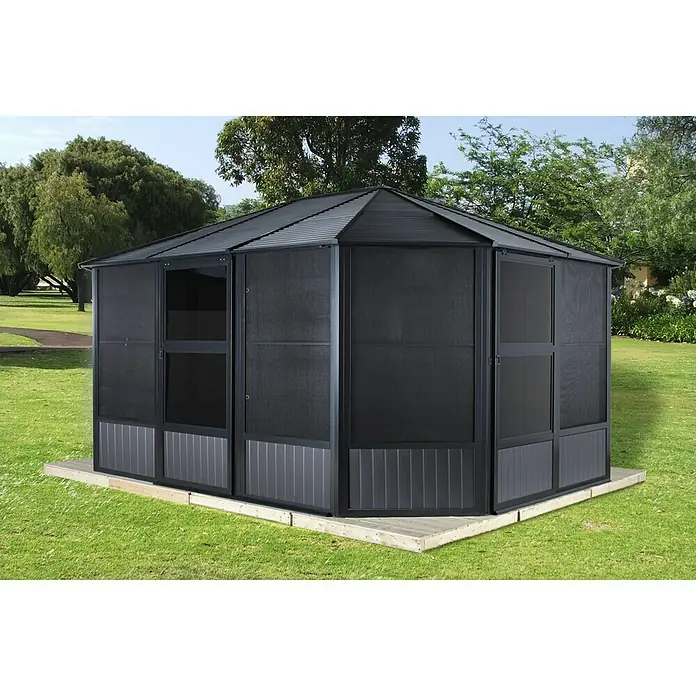 Sojag Pavillon Charleston 12 x 12 - L x B x H: 384 x 384 x 281 mm, Anthrazit, 8-Eck-Dach - Stimmungsaufnahme