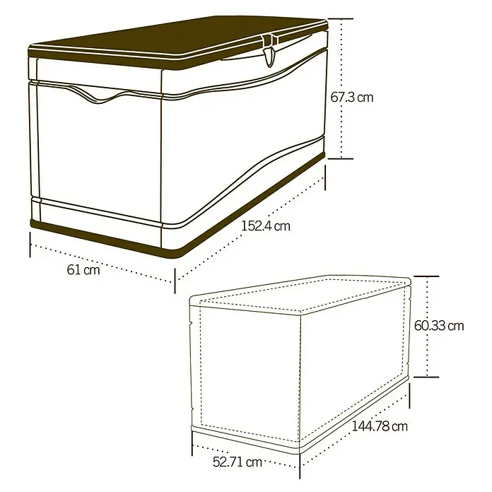 Lifetime Kissenbox XXL - L x B x H: 153 x 61 x 66 cm, Kunststoff