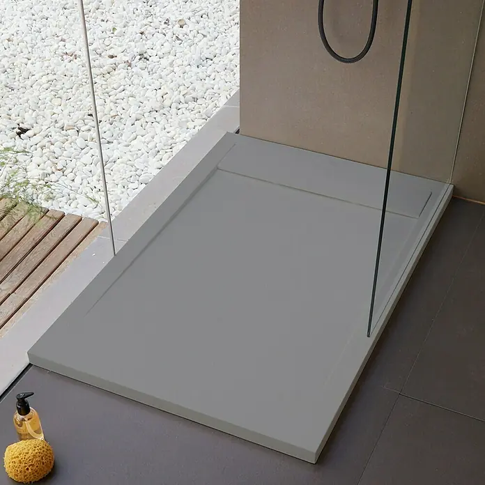 Tuš kada New York - D x Š: 140 x 80 cm, Kompozitni materijal, Sive boje - Živopisni prikaz