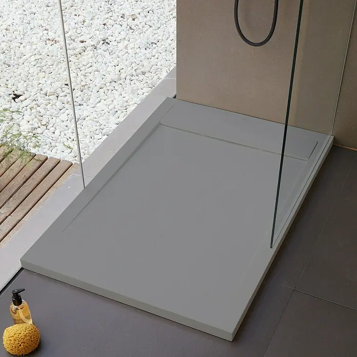 Tuš kada New York - D x Š: 120 x 80 cm, Kompozitni materijal, Sive boje - Živopisni prikaz
