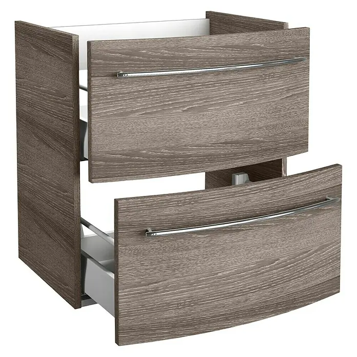 Camargue Excelsior Waschtischunterschrank - 59,2 x 44,1 x 63 cm, 2 Schubkästen, Eiche Maron, Matt - Linke Seitenansicht