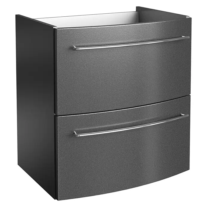 Camargue Excelsior Waschtischunterschrank - 59,2 x 44,1 x 63 cm, 2 Schubkästen, Grafit, Hochglanz - Linke Seitenansicht