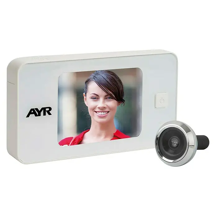 AYR Zebra Mirilla digital 752 - Grosor de puerta: 38 mm - 110 mm, Tipo de pantalla: 3.2” TFT, Blanco/Cromado