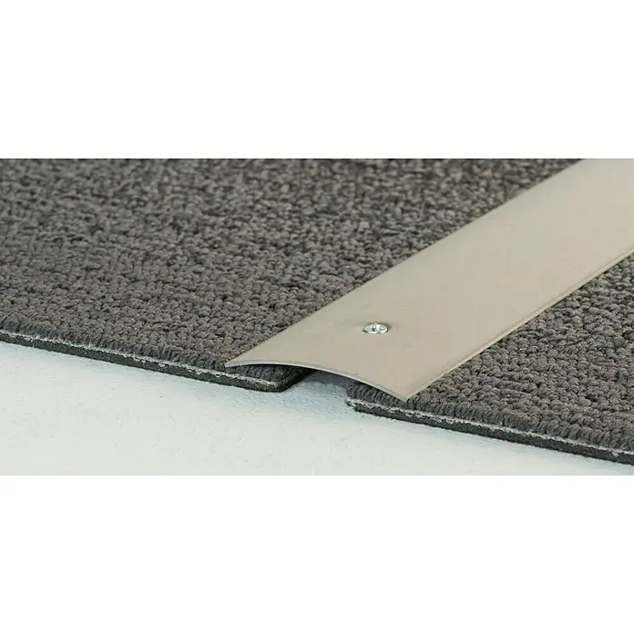 LOGOCLIC Übergangsprofil 101 - Edelstahl matt, 0,9 m x 50 mm x 5,6 mm, Montageart: Schrauben, Mittig versenkt gelocht - Detailaufnahme