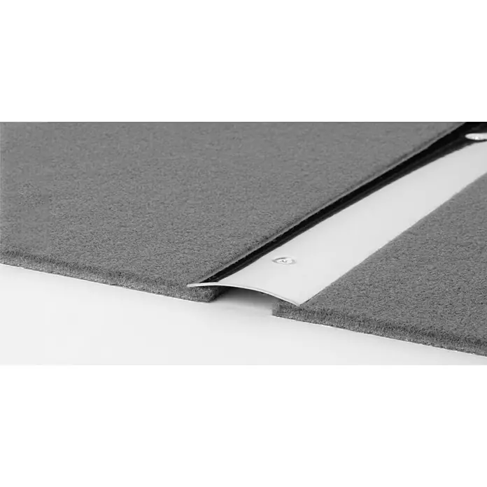 LOGOCLIC Prehodni profil 111 - Plemenito jeklo sijaj, 0,9 m x 40 mm x 4,2 mm, Vrsta montaže: Vijaki, Z vdolbino v sredini - Posnetek od blizu