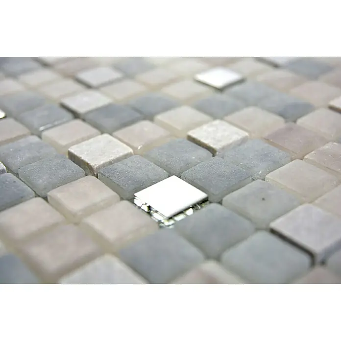 Mozaïektegel Quadrat Crystal Mix LOPE 04AN - 30 x 30 cm, Grijs, Glanzend - Close-up