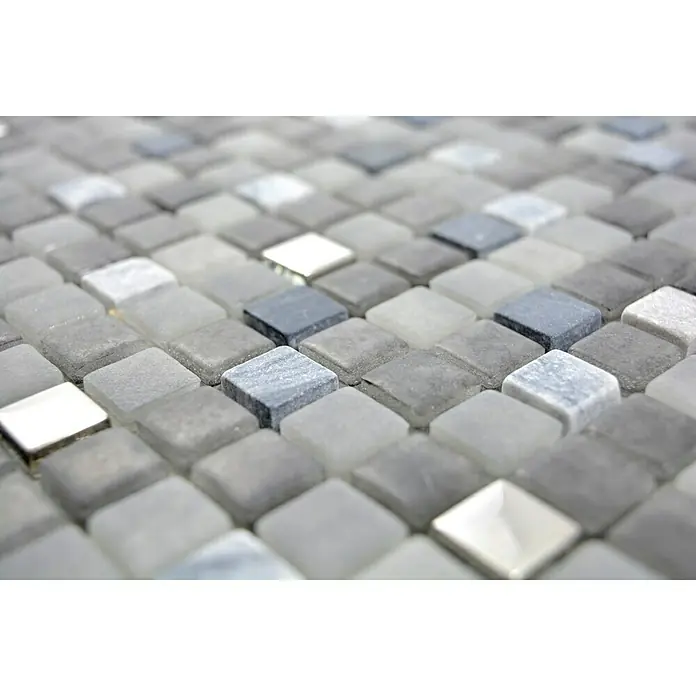Mozaïektegel Quadrat Crystal Mix LOPE 34AN - 30 x 30 cm, Zwart, Glanzend - Close-up