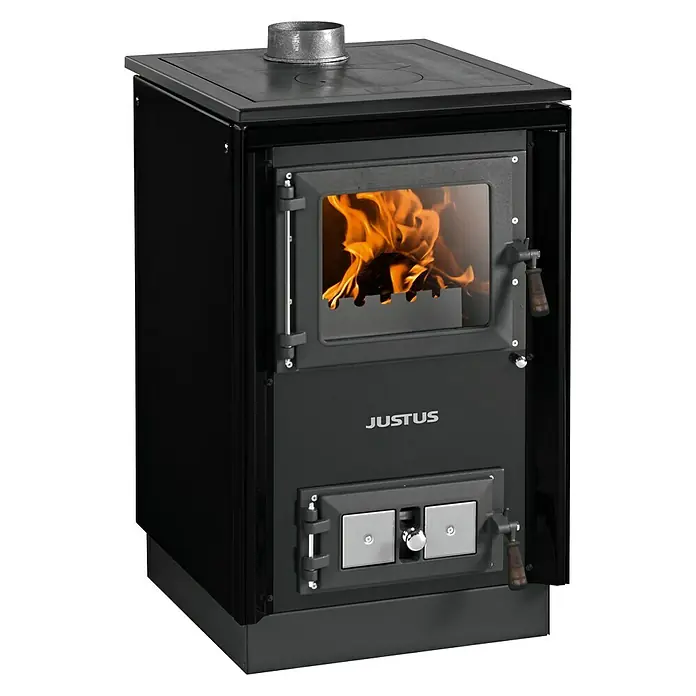 Justus Küchenherd Rustico-50 2.0 - 7 kW, Raumheizvermögen: 144 m³, Schwarz - Vorderansicht