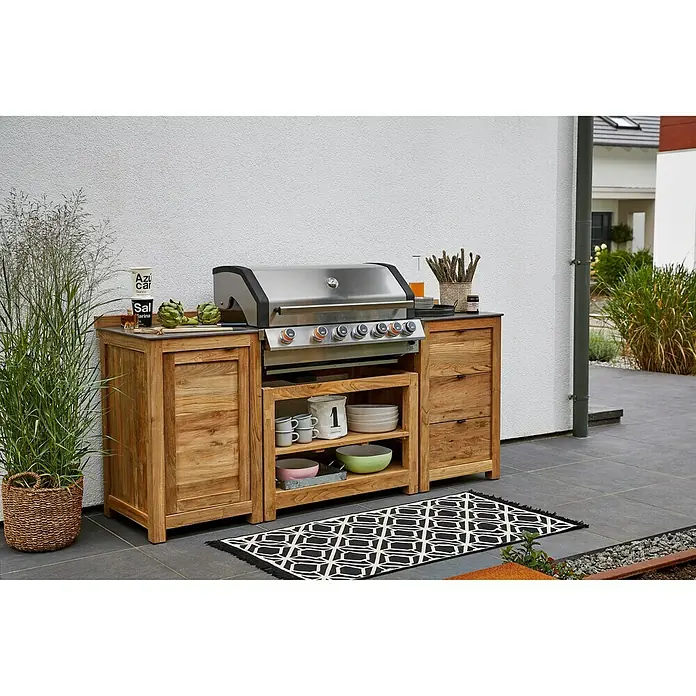 Sunfun Grillküchen-Modul - Mit Schublade, L x B x H: 63 x 58 x 92 cm, Holz