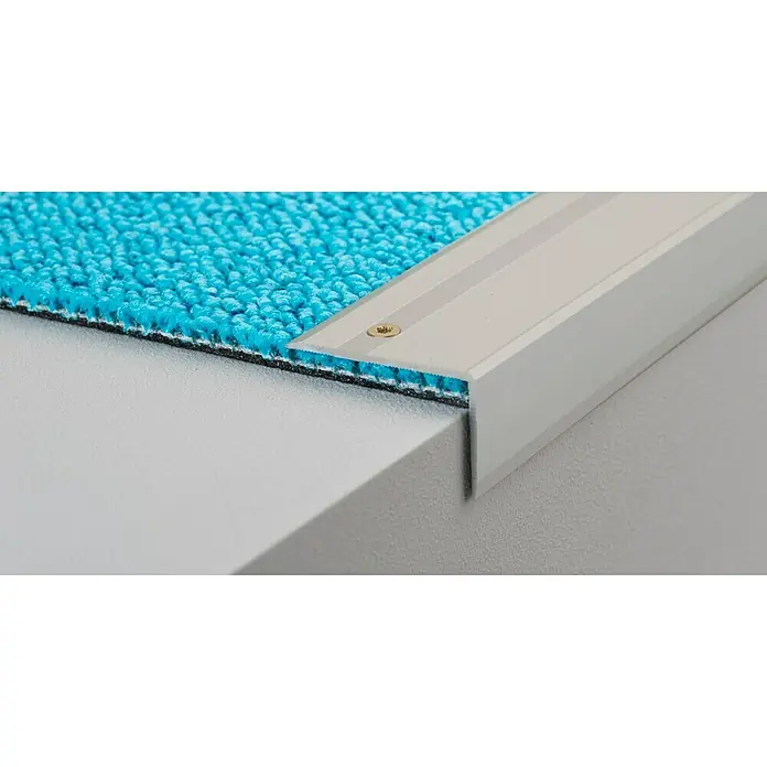LOGOCLIC Treppenkantenprofil 293 - Edelstahl matt, 2,5 m x 40 mm x 25 mm, Montageart: Schrauben - Detailaufnahme