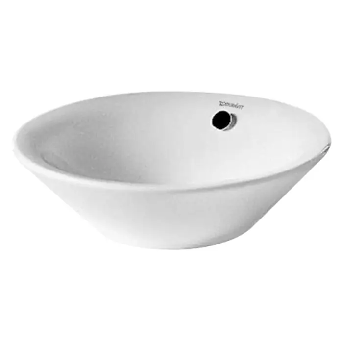 Duravit Starck 1 Waschschale Typ 2 - Durchmesser: 53 cm, Ohne Spezialglasur, Hahnloch: Ohne, Mit Überlauf, Weiß - Vorderansicht