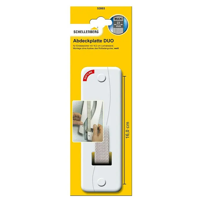 Schellenberg Abdeckplatte Softline - 210 x 64 x 9 mm, Lochabstand: 160 mm, Weiß