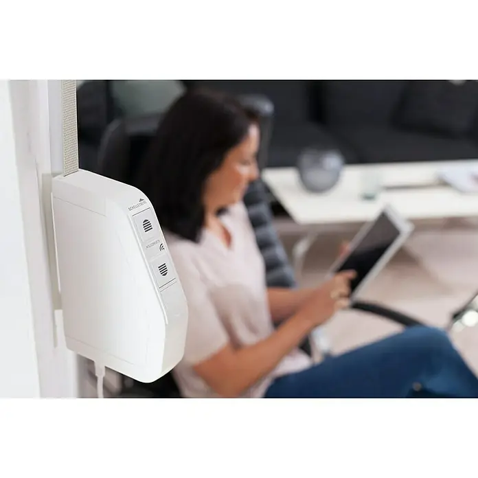Schellenberg Funk-Rollladen-Gurtwickler Rollo Drive 75 Premium - L x B x H: 155 x 37 x 199 mm, Gurtbreite: 14 mm - 15 mm, Zugkraft: 30 kg, Unterstützte Systeme: Abus Smart Friends System