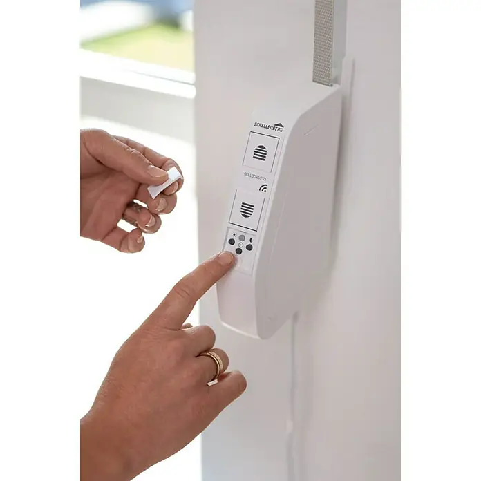Schellenberg Funk-Rollladen-Gurtwickler Rollo Drive 75 Premium - L x B x H: 155 x 37 x 199 mm, Gurtbreite: 14 mm - 15 mm, Zugkraft: 30 kg, Unterstützte Systeme: Abus Smart Friends System