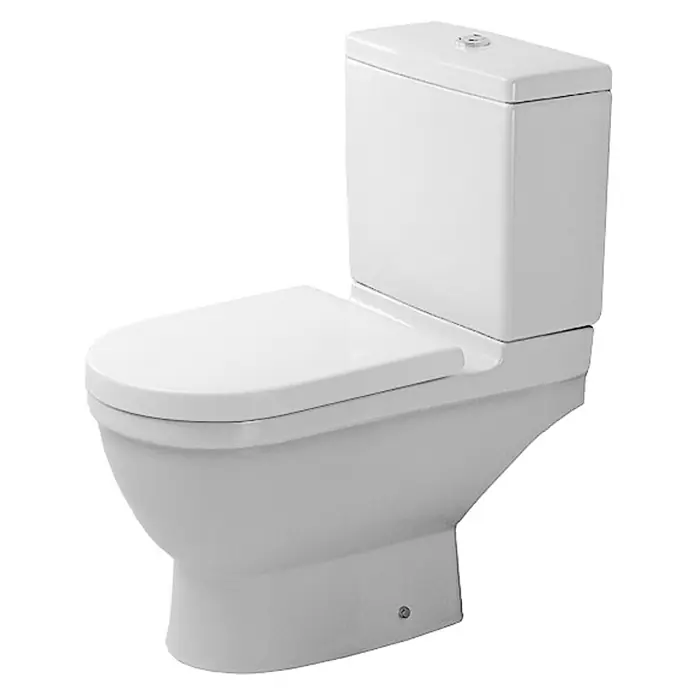 Duravit Starck 3 Stand-WC-Kombination Typ 2 - Mit Spülrand, Mit schmutzabweisender Glasur, Spülform: Tief, WC Abgang: Waagerecht, Weiß - Vorderansicht
