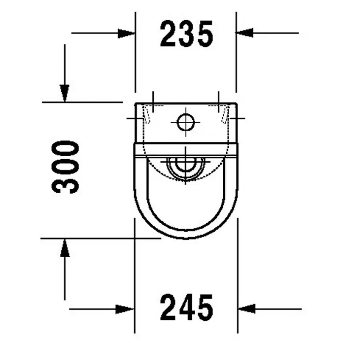 Duravit Starck 3 Urinal - Ohne Spülrand, Mit schmutzabweisender Glasur, Zulauf: Oben, Druckspülung, Weiß, Mit Zielobjekt - Skizze